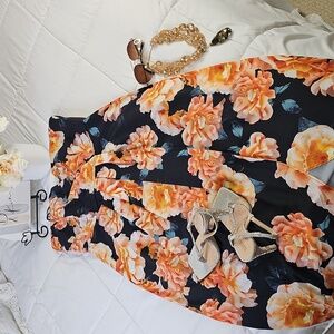 Floral Strapless Maxi Dress in Orange Bloom